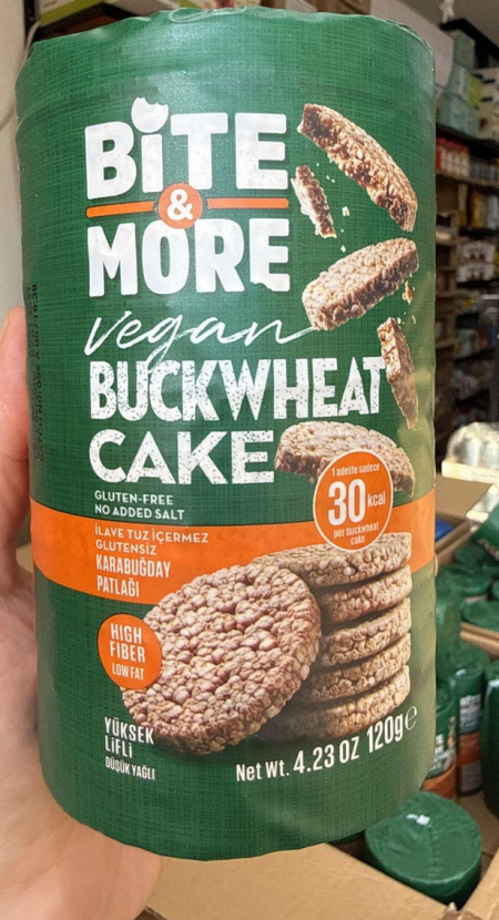 بديل الخبز الصحي كعك الحنطة السوداء Bite & More Vegan Buckwheat Cake وزنها 120 غرام