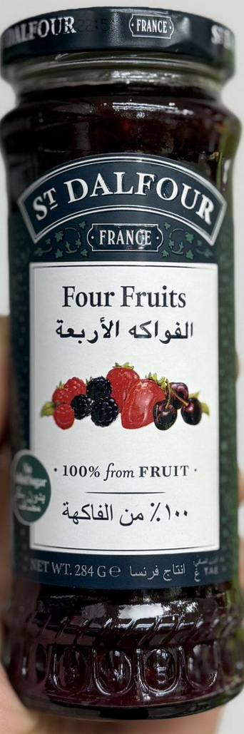 مربى الفواكه الاربعة Four Fruits طبيعي 100% خالي من السكر وزنه 284 غرام