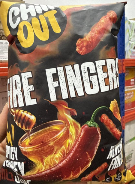 شيبس مقرمشات "فاير فينجرز" (Fire Fingers) من شيل آوت (Chill Out) بنكهة العسل الحار وزنه 60 غرام