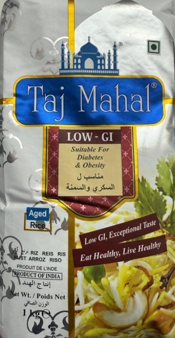 أرز هندي بسمتي Taj Mahal دايت خالي من الجلوتين وزنه 1كيلو