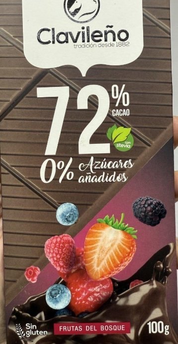لوح شوكولاته اسباني مع التوتيات 72٪كاكاو وخالي من السكر والجلوتين وزنه 100 غرام 🍫