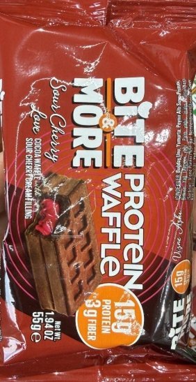 وافل عالي البروتين بالكاكاو و حشوة الكرز (Bite & More Protein Waffle) وزنه 55 غرام