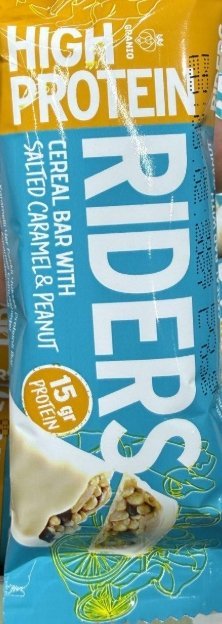 بروتين بار (Granio Riders High Protein Bar) بنكهة الكراميل المملح والفول السوداني وزنه 50 غرام
