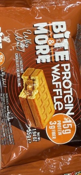 وافل عالي البروتين بحشوة الشوكولاتة والبندق(Bite & More Protein Waffle) وزنه 55 غرام