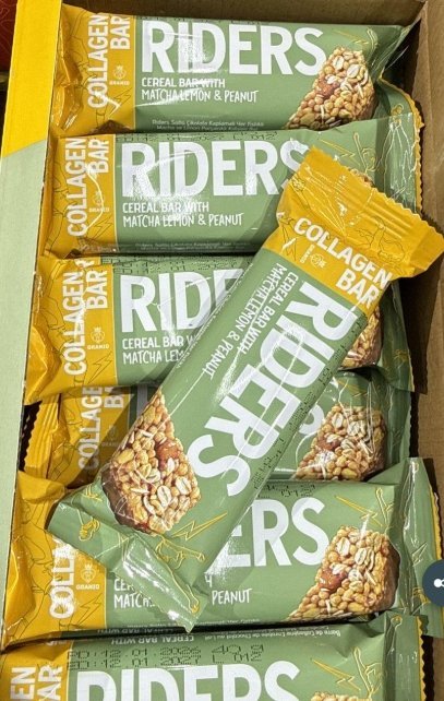 لوح حبوب كولاجين بار Riders بالماتشا والليمون والفول السوداني وزنه 40 غرام