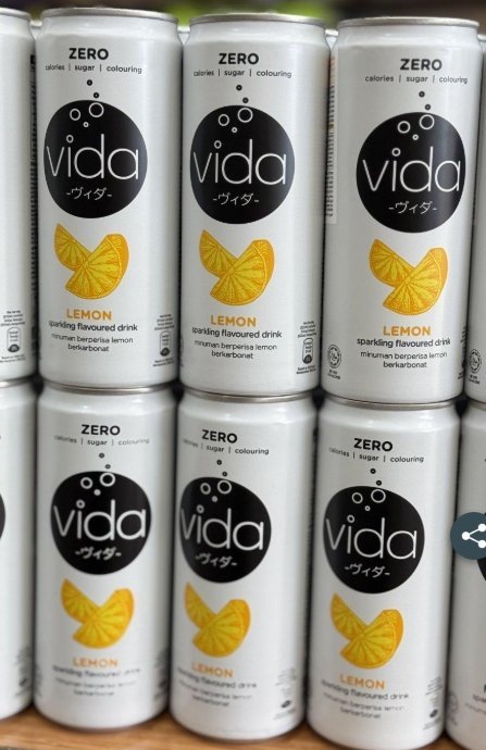مشروب غازي vida فيدا بنكهة الليمون دايت صفر سكر وصفر سعرات وزنها 325غرام❤️