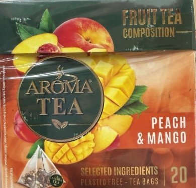 شاي فواكه عطري بنكهة الخوخ والمانجا من اروما تي Aroma Tea فيه 20كيس