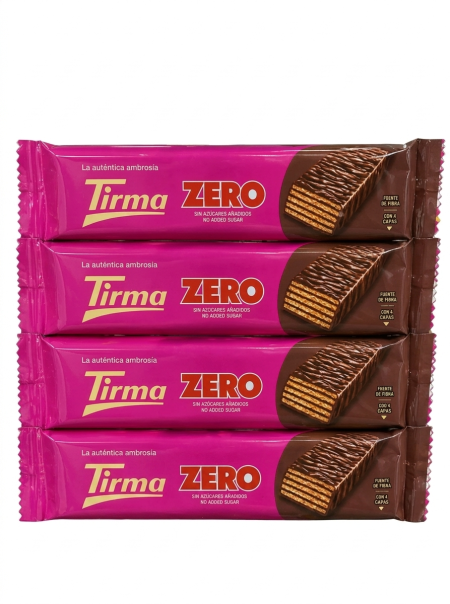 4 حبات من ويفر تيرما Tirma zero بالشوكولاته داكنة 70% وزنها 21,5غرام